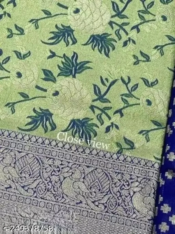 Women's Kanchipuram Kanjivaram Indian Traditional Style Silk Pure Zari Weaving Traditional Lehenga Choli Set Half - Green, Free Size