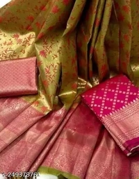 Women's Kanchipuram Kanjivaram Indian Traditional Style Silk Pure Zari Weaving Traditional Lehenga Choli Set Half - Web Orange, Free Size