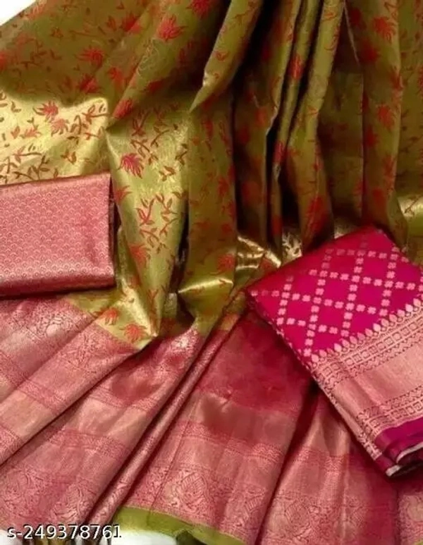 Women's Kanchipuram Kanjivaram Indian Traditional Style Silk Pure Zari Weaving Traditional Lehenga Choli Set Half - Web Orange, Free Size