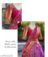 Kanjiveram Silk pure Zari lehanga with blouse along with Duppta - Magenta / Fuchsia, Free Size