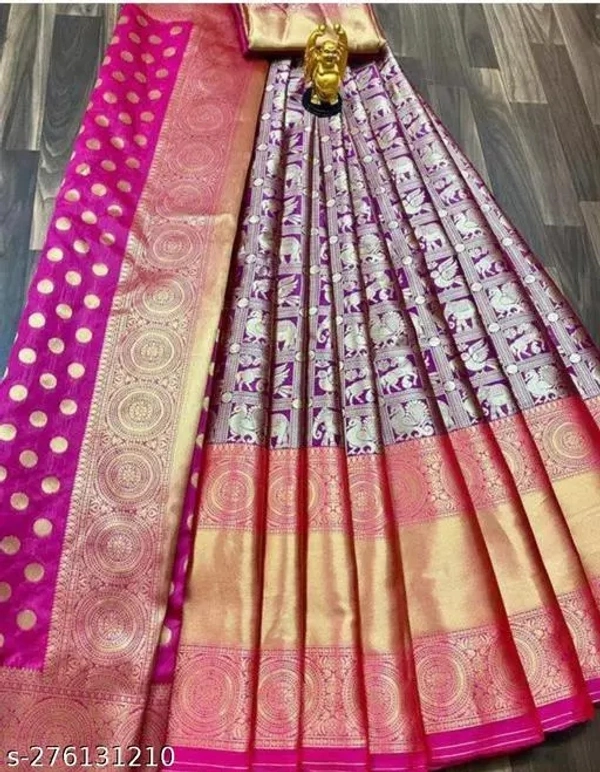 Kanjiveram Silk pure Zari lehanga with blouse along with Duppta - Magenta / Fuchsia, Free Size