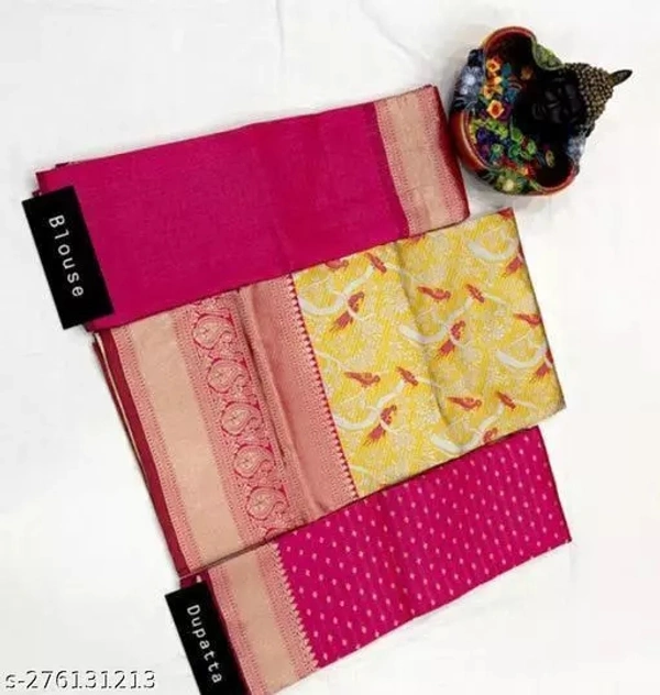 Kanjiveram Silk pure Zari lehanga with blouse along with Duppta - Web Orange, Free Size