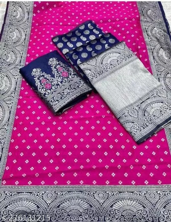 Kanjiveram Silk pure Zari lehanga with blouse along with Duppta - Dark Blue, Free Size