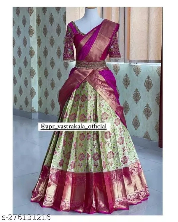 Kanjiveram Silk pure Zari lehanga with blouse along with Duppta - Purple Pizzazz