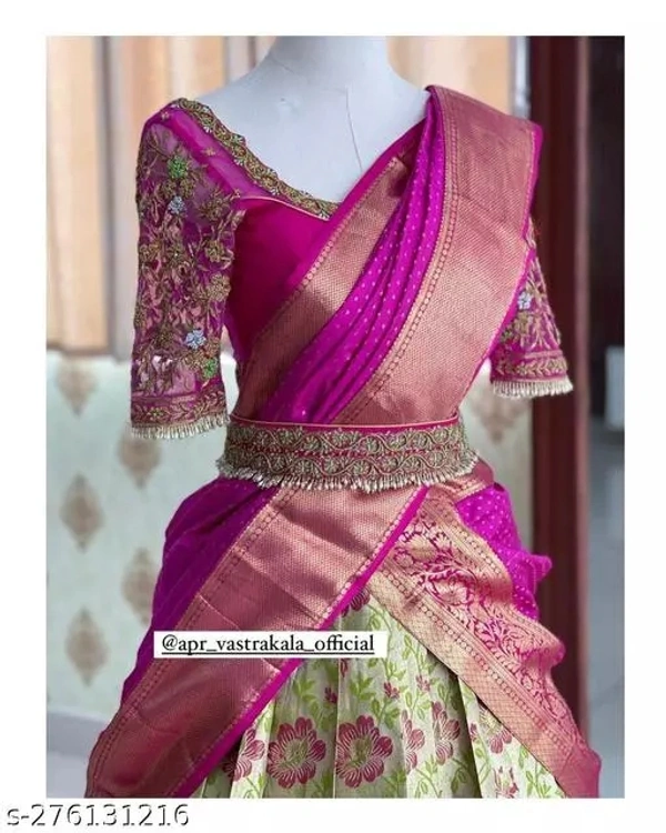 Kanjiveram Silk pure Zari lehanga with blouse along with Duppta - Purple Pizzazz