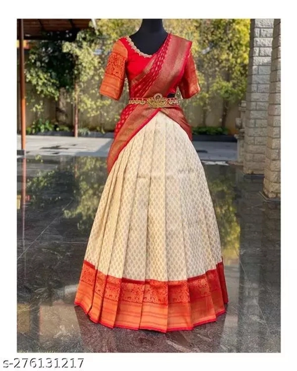 Kanjiveram Silk pure Zari lehanga with blouse along with Duppta - Red