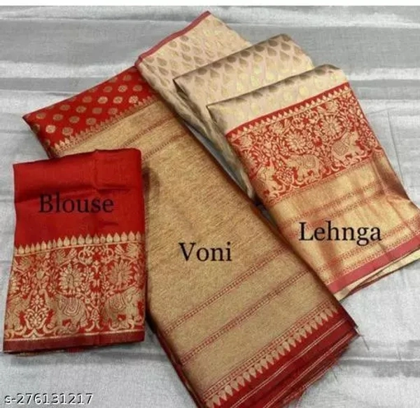 Kanjiveram Silk pure Zari lehanga with blouse along with Duppta - Red