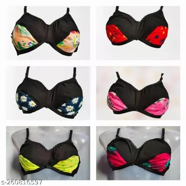 Unmatched Comfort and Style: Meesho Bra Combo - Pack of 6 Fabulous Non-Padded Bras for Women - 30B