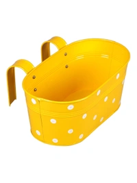 Set of two Polka Dot Oval Railling Planter Big Yellow & Red