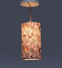 Butterfly Cylindrical Hanging Shade - 6''X6''X11'', Black, Digitally Printed Poly Cotton