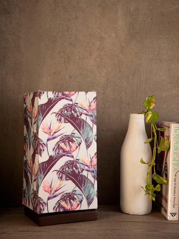Birds Of Paradise Lamp with Wooden Base