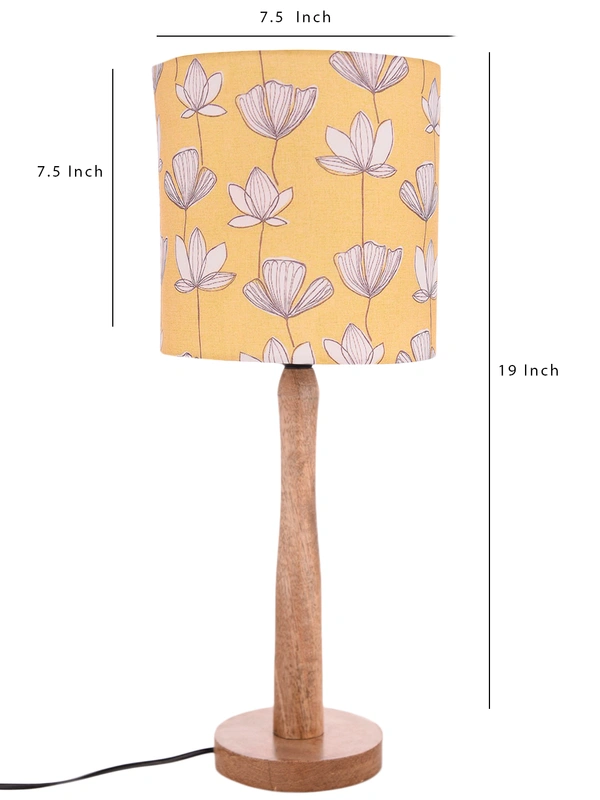 Mustard Flora Wooden Lamp