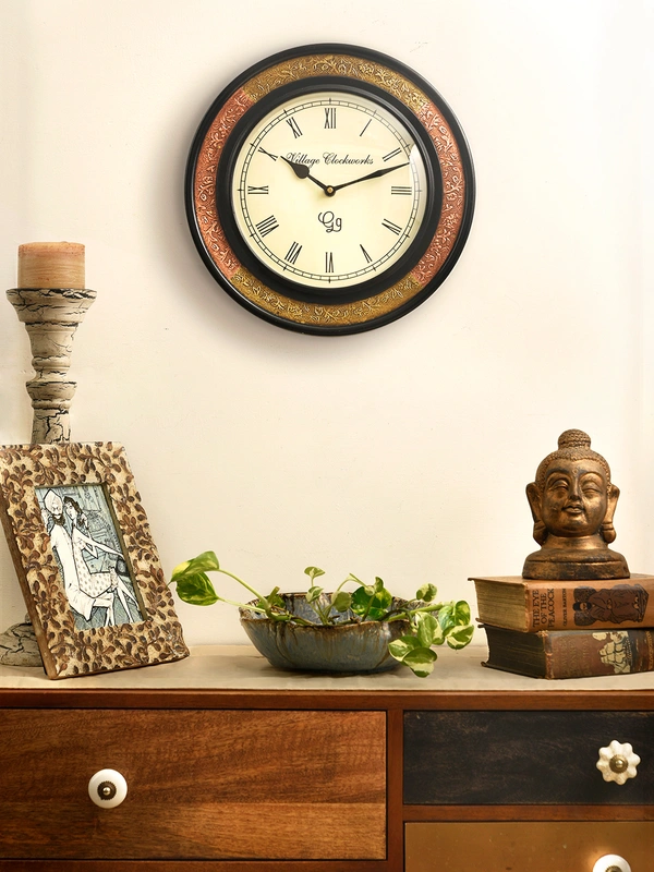 Round Embossed Brass with Polish 12 Inches
