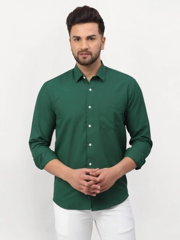 JAINISH Men Solid Casual Green Shirt  - S