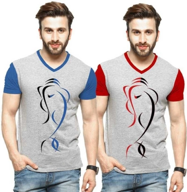 Printed Men's Multi Colour T-shirts Combo - M