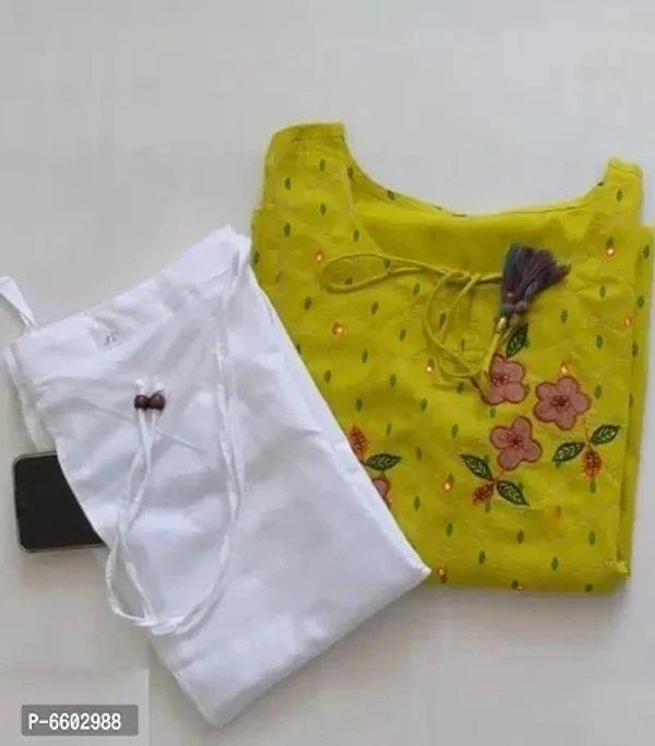 Stylish Embroidered Kurta With Pant Set - M