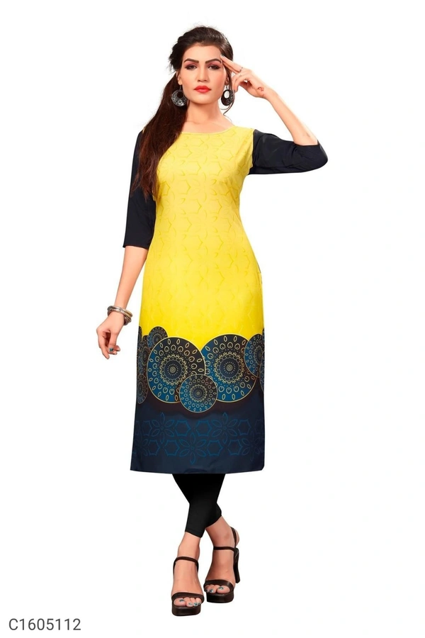 Unique Crepe Digital Printed Kurti - Bright Sun, XL
