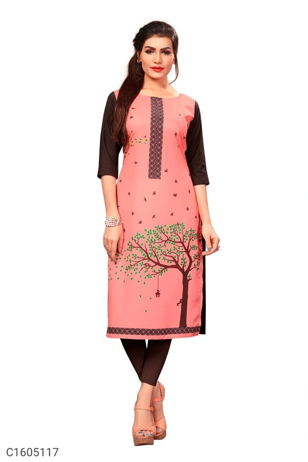 Unique Crepe Digital Printed Kurti - Mona Lisa, 2XL