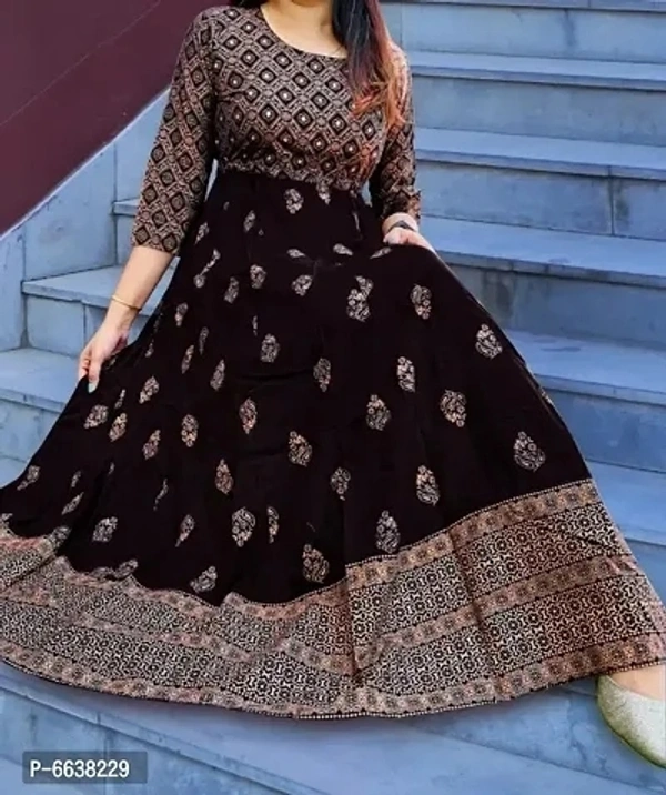 Rayon Foil Printed Gown - XL, Black