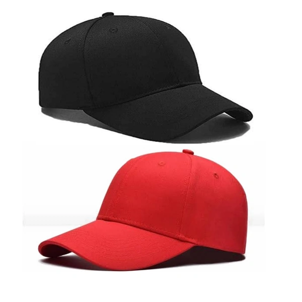 GET FIT Solid Red and Black Cap Combo for Boys and Men - Red, Free