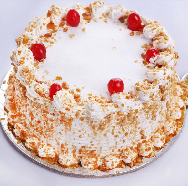 Butterscotch Cake With Cherry On Top - Half Kg, Eggless