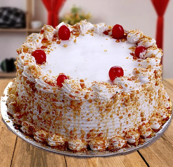 Butterscotch Cake With Cherry On Top - Half Kg, Eggless