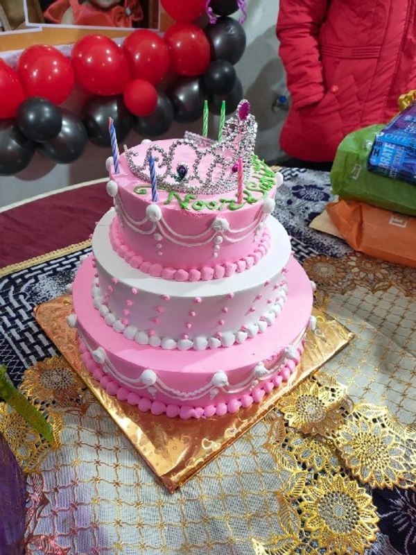 Beautiful Pink N Tasty 3 Tier Cake - 3KG, Eggless