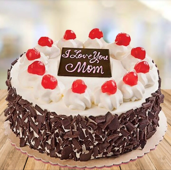 Mothers Day Black Forest Cake - Half Kg, Eggless
