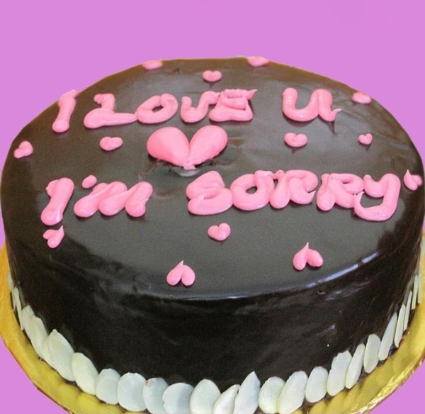 Sorry Greet Chocolate Cake - Half Kg, Eggless