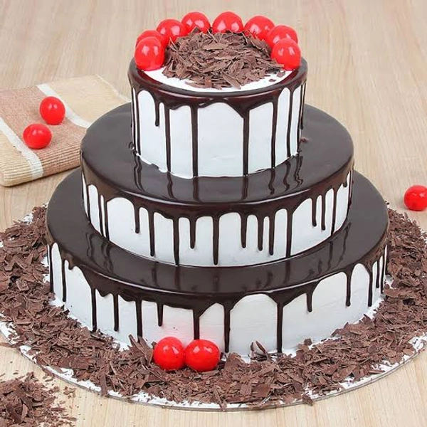 Black Forest Cake Cherry On Top 3 Tier  - 3KG, Eggless