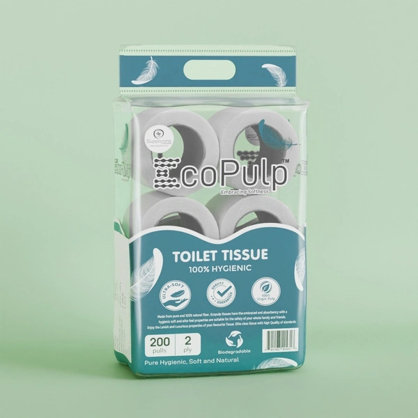 ECO PULP Supplicons ECO Toilet Paper (6 IN 1) - White, 200, 2 PLY, 1 Cartoon box