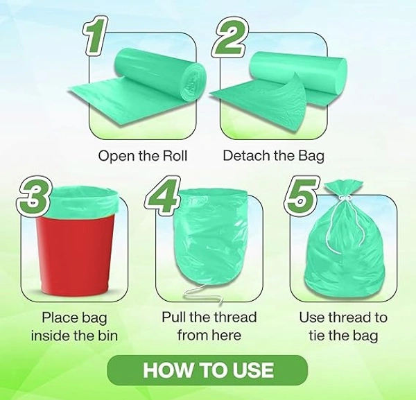 Swacleen Premium Eco - Friendly Garbage Bags Size 17 X 19 Inches (Small) - Black, Pack of 6 Roll, 17*19