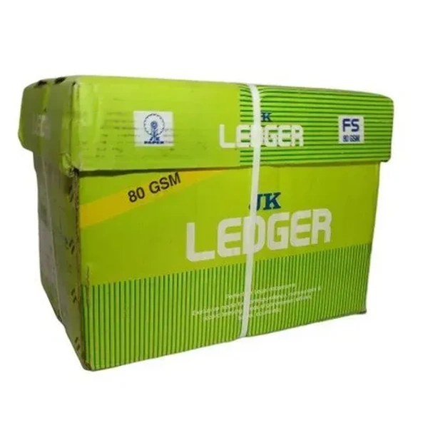 JK Ledger FS 90 GSM - White, Pack Of 5 Reams, FS, 80
