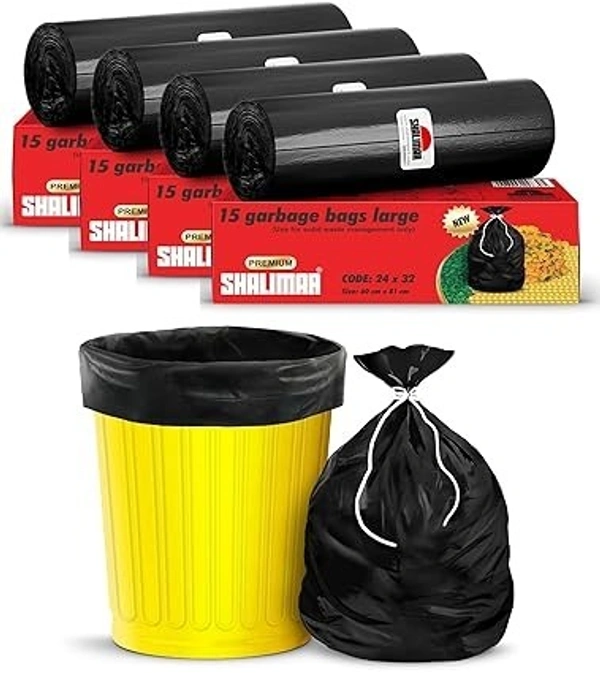 Swacleen Premium Garbage Bags Size 24 X 32 Inches (Large) 60 Bags - Black, 24*32