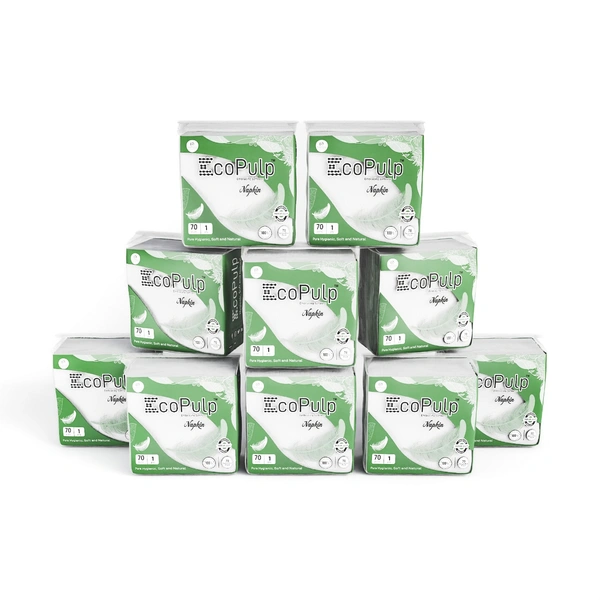 ECO PULP Serviettes Napkins - White, 70, 1PLY, 36 pices, 27*30