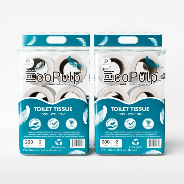 ECO PULP Supplicons ECO Toilet Paper (6 IN 1) - White, 200, 2 PLY, 1 Cartoon box