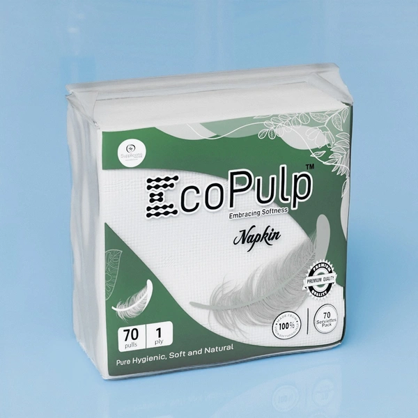 ECO PULP Serviettes Napkins - White, 70, 1PLY, 36 pices, 27*30