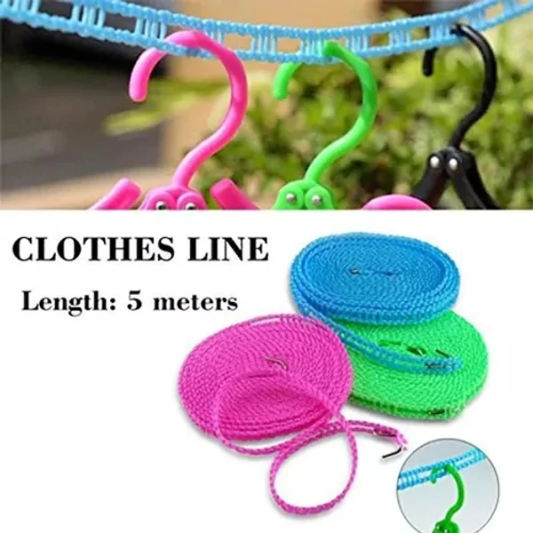 CLOTHESLINE DYING NYLON ROPE WITH HOOKS