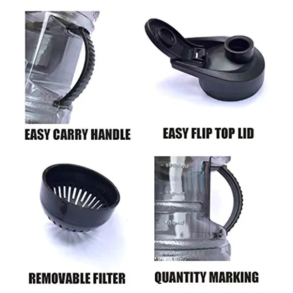 1.5L (1500ml) Water Bottle & Protein Shaker Bottle with Filter, Mixing Ball & Quantity Markings SFFT005