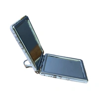 Girl's Favorite Pocket Friendly Cute Foldable Sqaure Mirror With Keychain Attachment ( Random Print )