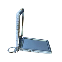 Girl's Favorite Pocket Friendly Cute Foldable Sqaure Mirror With Keychain Attachment ( Random Print )