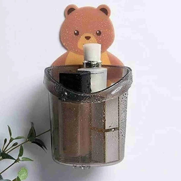 Cute Teddy Bear Wall Sticky Toothbrush Holder 