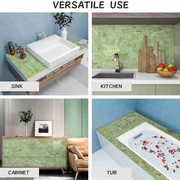 Green Marble Adhesive Wall Sticker (60×200cms)