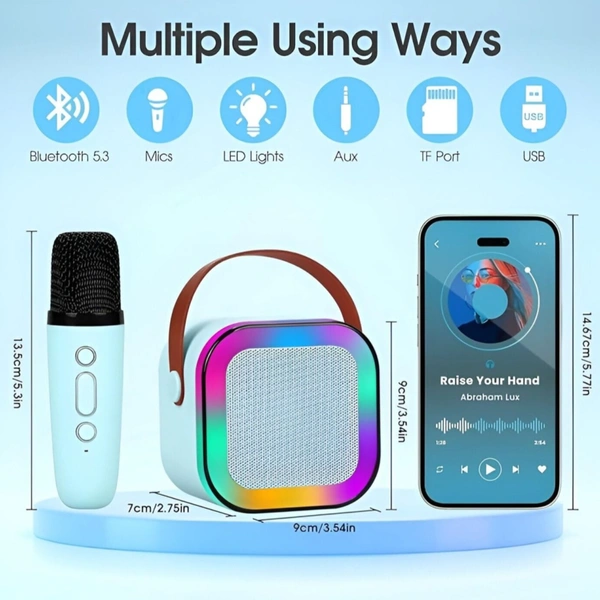 Premium Portable Bluetooth Speaker With Wireless Mic And karaoke Mode