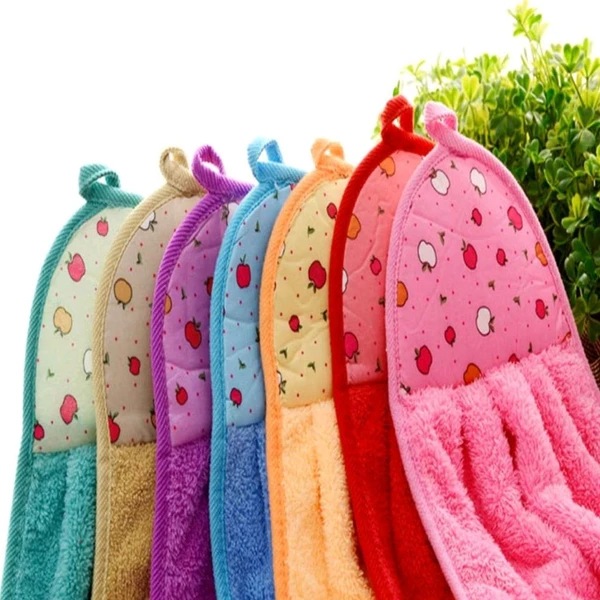 Microfiber Cute Hand Towel With Hanging Support For Kitchen And Multipurpose