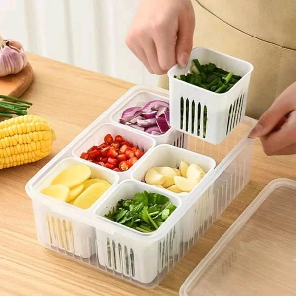 Premium 6 Grid Fridge Storage Container With Lid