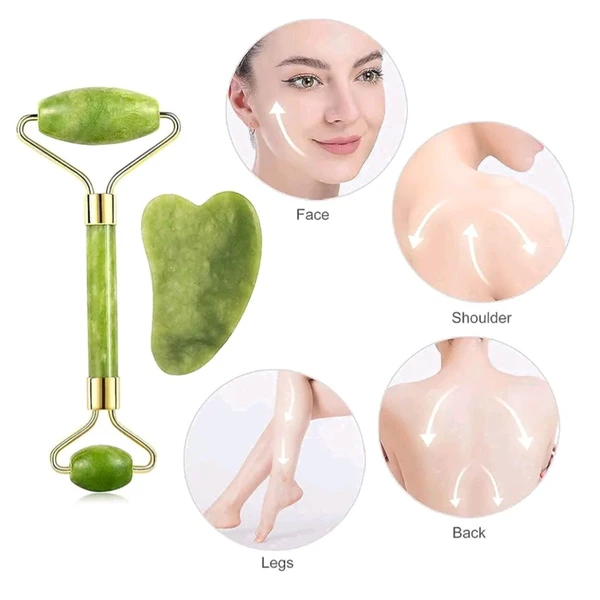 Facial Stone Roller And Massage Stone For Healthy Skin, Neck, Eye And Serum Application