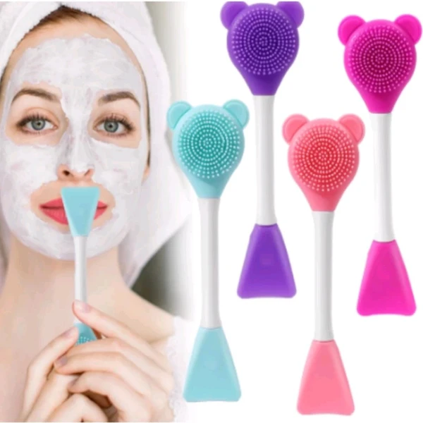 3 in 1 Teddy Shape Silicone Cream Brush With Soft Scrubber