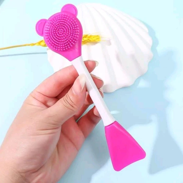 3 in 1 Teddy Shape Silicone Cream Brush With Soft Scrubber