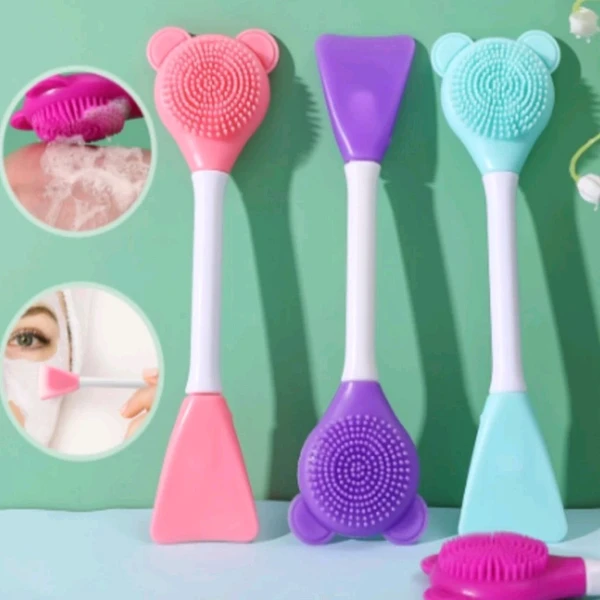 3 in 1 Teddy Shape Silicone Cream Brush With Soft Scrubber